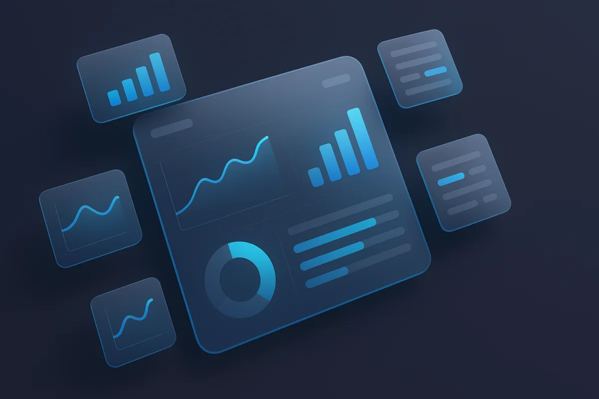 Dashboard mockups representing enterprise software built by Ethosys